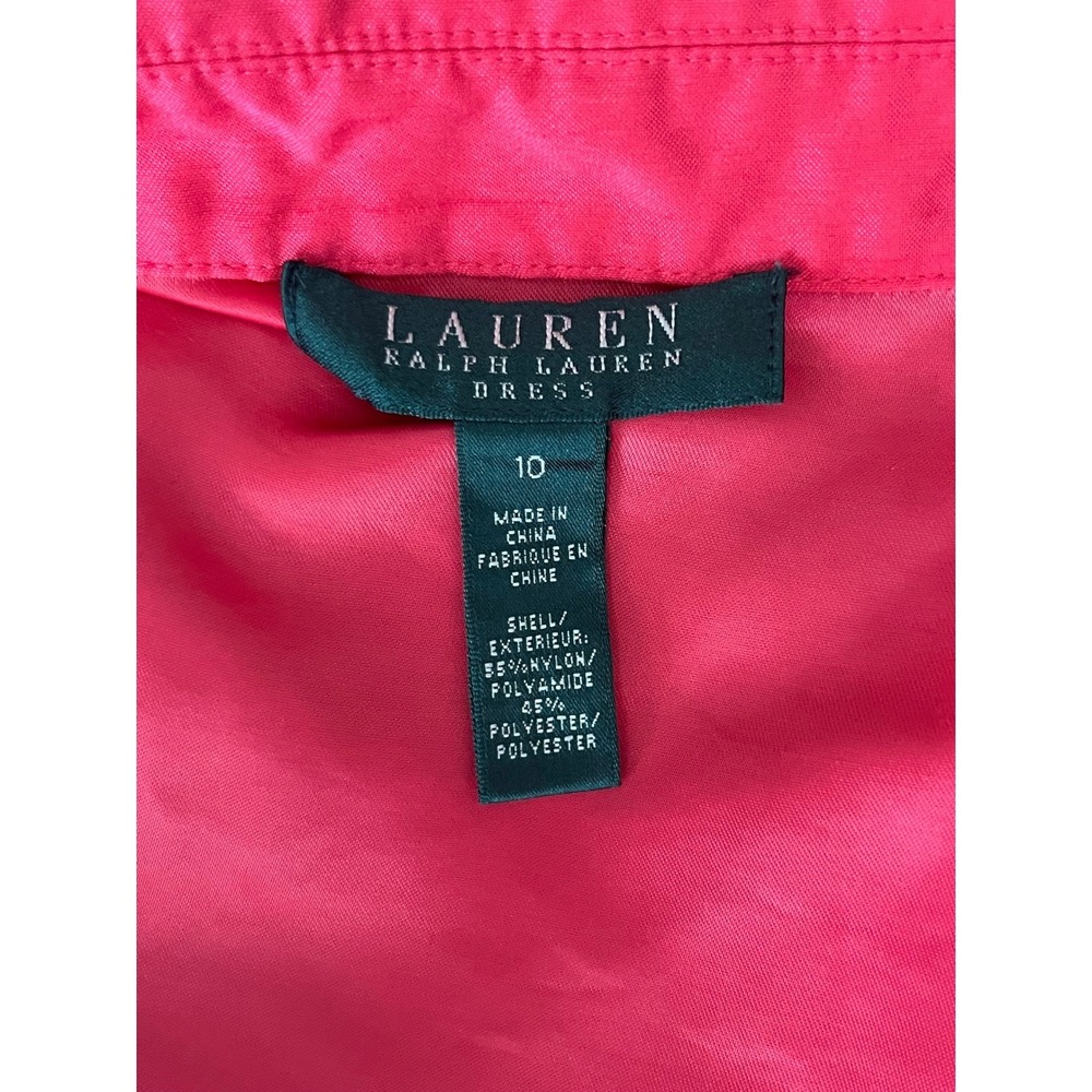 Lauren Ralph Lauren Pink Wrap‎ Dress Size 10 Sleeveless Collar Midi Elegant - Picture 6 of 6